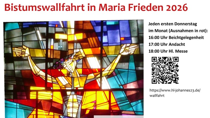 Jährlicher diözesaner Pilgerfahrtsplan für Maria Frieden 2026 mit Terminen und Leitern.