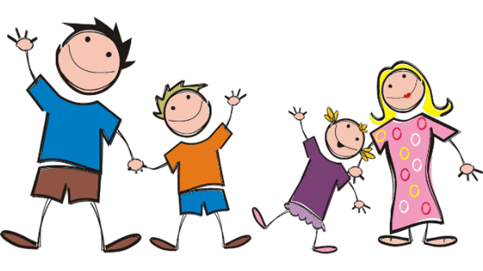 Familie mit Strichfiguren