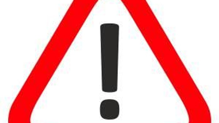 Achtungssymbol in Rot mit Ausrufezeichen in der Mitte