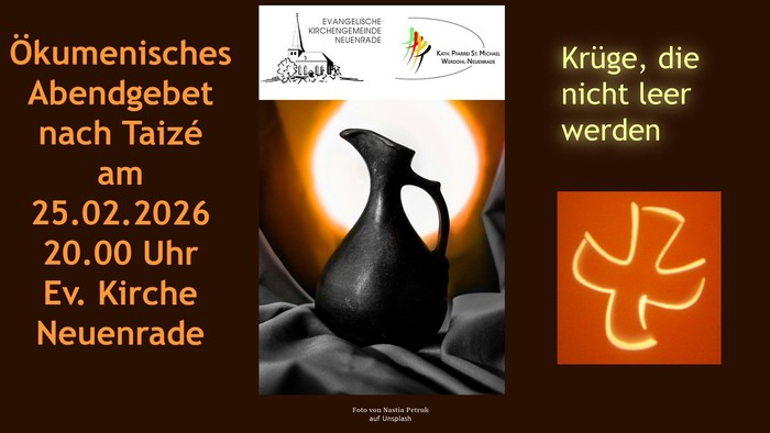Ökumenische Taizé-Abendgebetsveranstaltung mit Kelchmotiv in Neuenrade am 25. Februar 2026.
