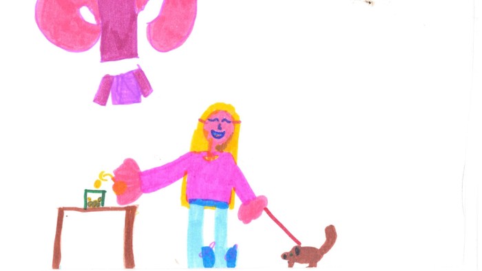 Ein handgezeichneter Plakat auf Deutsch mit der Bitte um Spenden zur Unterstützung von Geflüchteten, das eine farbenfrohe Illustration zeigt.