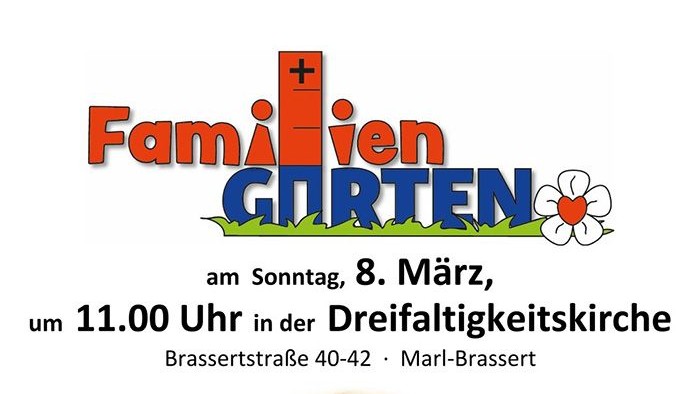 Familien GARTEN am Sonntag, 8. März, um 11.00 Uhr in der Dreifaltigkeitskirche Brassertstraße 40–42 · Marl-Brassert Musik für die Seele – David und seine Harfe – Herzliche Einladung im Anschluss an den Gottesdienst noch zu bleiben für ein Mittagessen von 