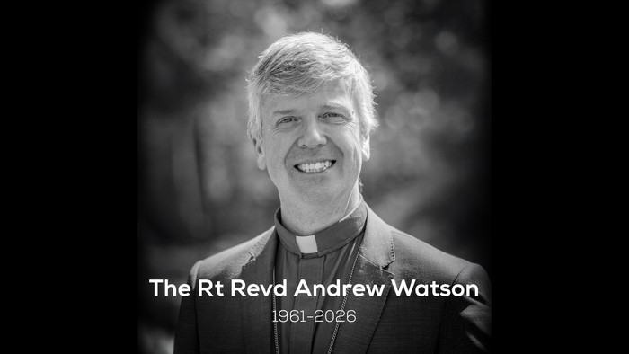 Black-and-white portrait of The Rt Revd Andrew Watson with his name and years of birth and death.