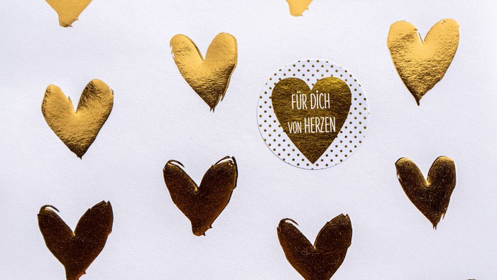 Karte mit Herzen und dem Schriftzug: Für Dich von Herzen.