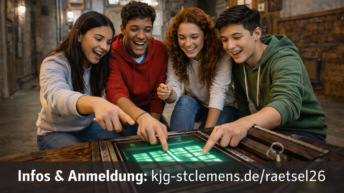 Plakat zum Rätselausflug der KjG St. Clemens