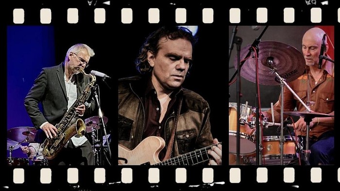 Et collage af musikere, der optræder live, med titlen