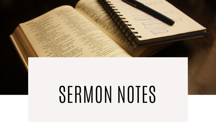 Sermon notes with Bible and notebook