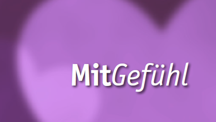 Mitgefühl: Text auf violetten Hintergrund