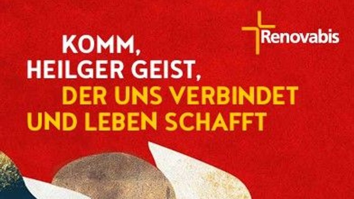 Plakat zur Förderung von Pfingsten 2026 mit einer geistlichen Botschaft über den Heiligen Geist, der vereint und Leben schafft.