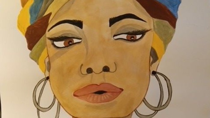 Gemälde Frau in orange in afrikanischer Tracht