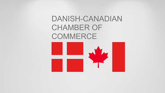 Job hiring poster for Danish-Canadian Chamber of Commerce encouraging team applications with national flags.