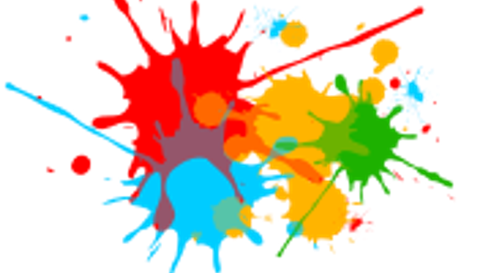 Bunte Farbspritzer auf weißem Hintergrund