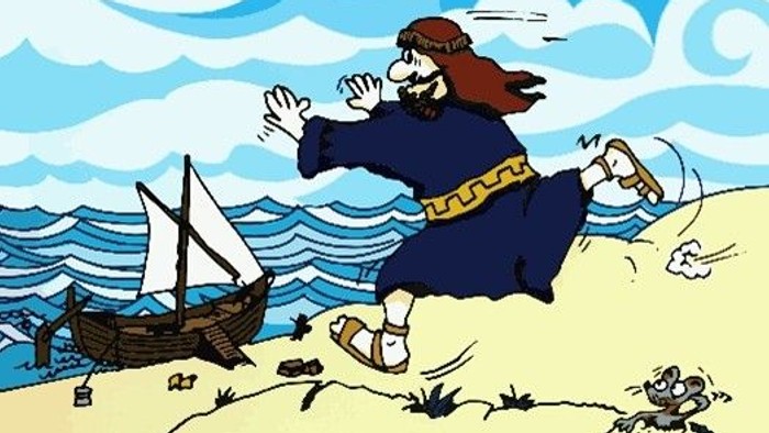 Jona läuft zum Schiff