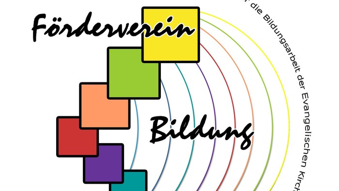 Logo des Förderverein. Bunte Quadrate bilden den linken Rand des Logos