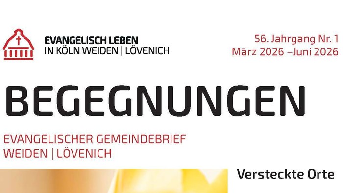 Titelblatt eines evangelischen Gemeindebriefs mit Tulpen, Veranstaltungsübersicht und Terminen von März bis Juni 2026.