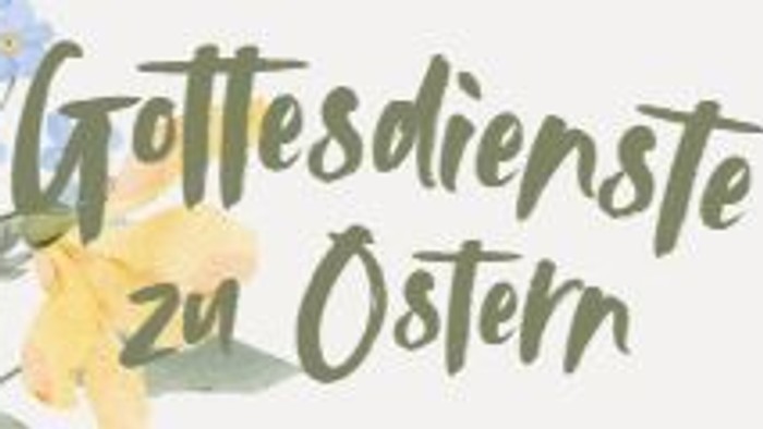 „Oster-Gottesdienste“ mit floralem Aquarell-Design und gelben Blumen.