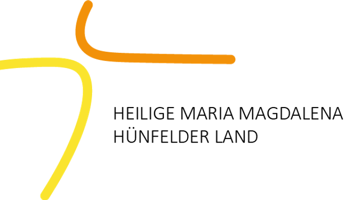 Das Bild zeigt ein abstraktes Symbol in Orange und Gelb vor schwarzem Hintergrund.