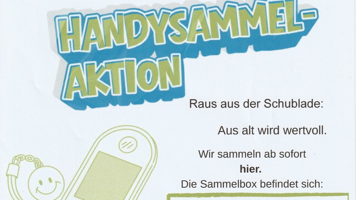 Handy-Sammelaktion, Sammelboxen stehen bereit zu Gottesdienstzeiten und Sonderaktionen in der Dorfkirche oder im Gemeindezentrum der Dorfkirche