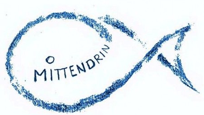 Das Bild zeigt ein blaues Fisch-Symbol mit der Aufschrift