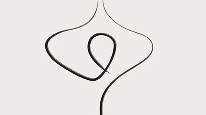 Abstrakt knudelignende eller Möbius-bånd-inspireret løkkekdesign med sammenflettede kurver.