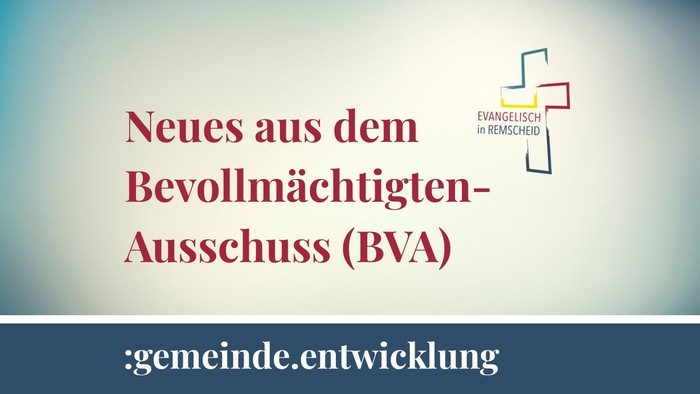 Text Neues aus dem Bevollmächtigten-Asusschuss (BVA) mit Logo auf blauem Hintergrund