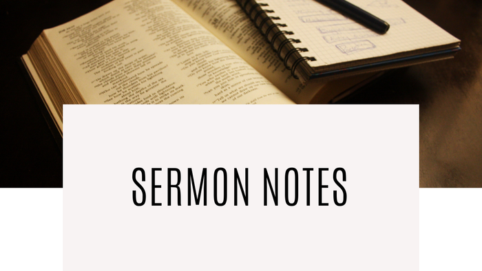 Sermon notes with Bible and notebook