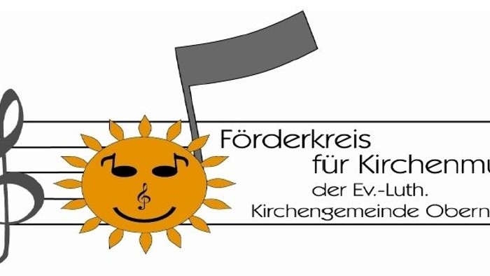 Sonniges Logo für Kirchenmusikverein mit Noten und Text