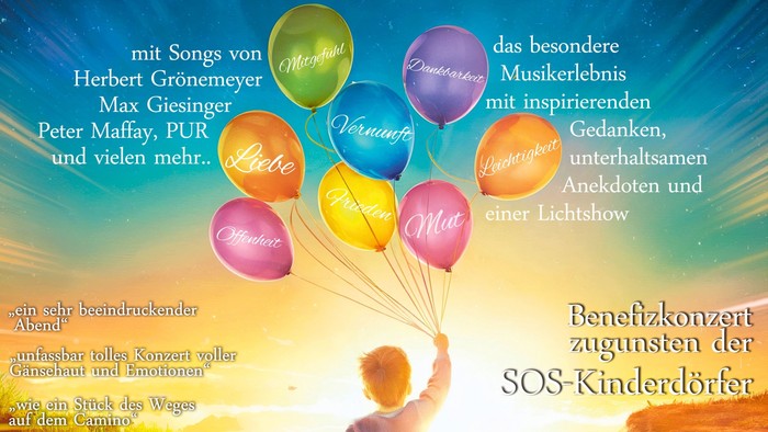Ein Konzertplakat für eine Benefizveranstaltung mit Liedern von Herbert Grönemeyer und anderen, zugunsten der SOS-Kinderdörfer.