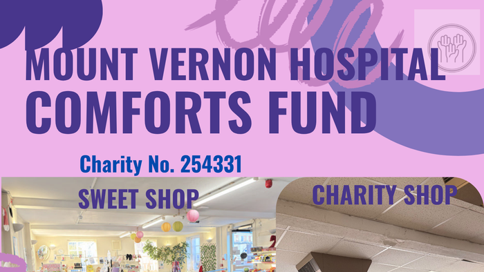 Fundraising charity shop and sweet shop for Mount Vernon Hospital Comforts Fund, open Monday to Friday.