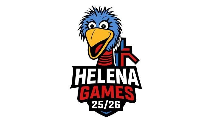 Cartoon-Vogel-Maskottchen für Helena Games 25/26