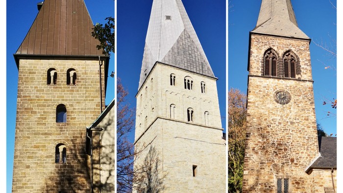 Bildcollage zu den drei Kirchen in der Region Kamen