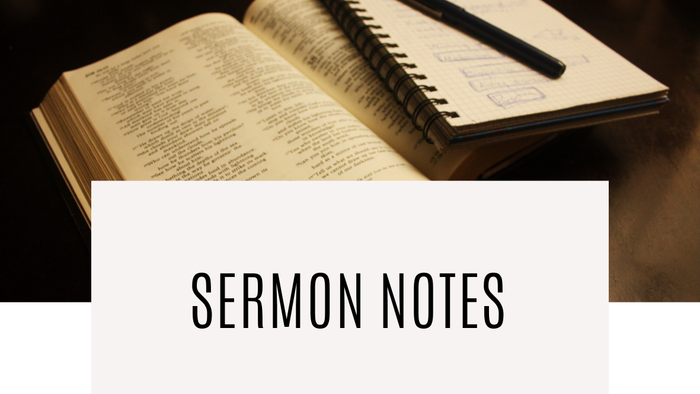 Sermon notes with Bible and notebook