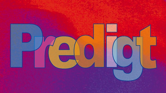 Buntes Bild mit dem Schriftzug „Predigt“