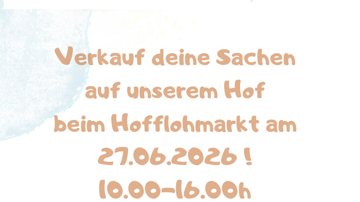 Flohmarkt-Veranstaltungswerbung für den Verkauf von Artikeln beim Hofflohmarkt am 27. Juni 2026 in Köln.