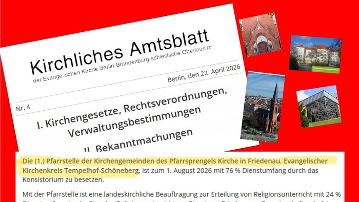 Kirchliches Amtsblatt mit Informationen über Pfarrstellen in Kirchengemeinden