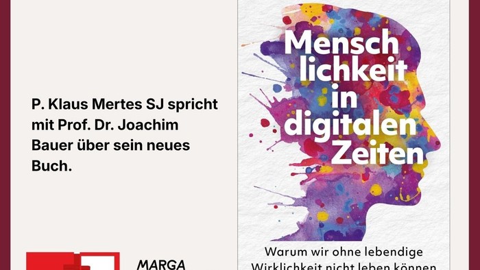 Buchcover zu *„Menschlichkeit in digitalen Zeiten“* von Joachim Bauer, das die Menschlichkeit im digitalen Zeitalter thematisiert – mit Bezug auf ein Interview.