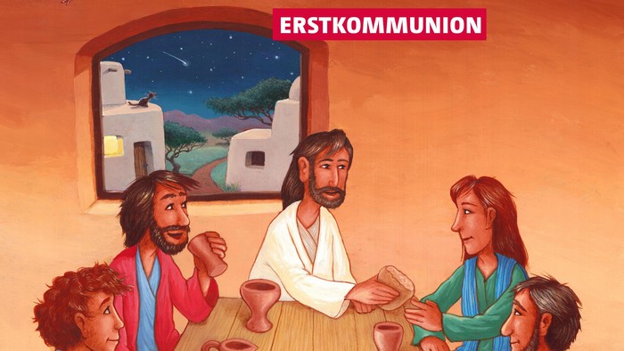 Motivplakat zur Erstkommunion 2026 Thema Ihr seid meine Freunde