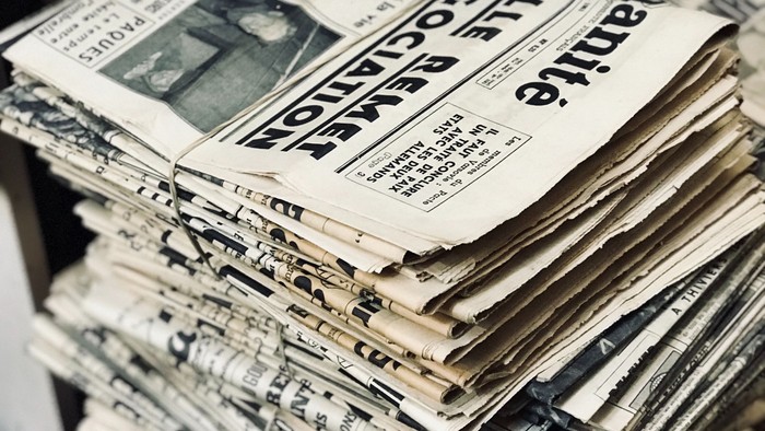 Stack of old newspapers