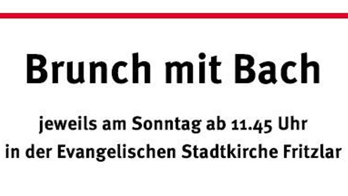 Plakat zur Ankündigung kostenloser Bach-Orgelkonzerte sonntags mit Terminen, Stücken und Angaben zum Veranstalter in einer Kirche.