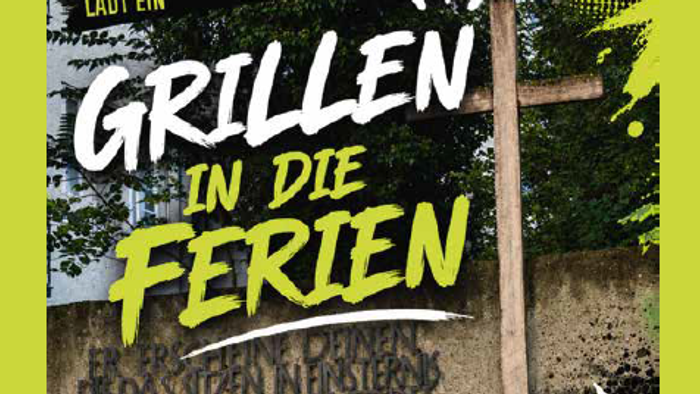 Plakat lädt Jugendliche zu einer Sommer-Grillveranstaltung am 3. Juli 2026 im Südgarten ein.