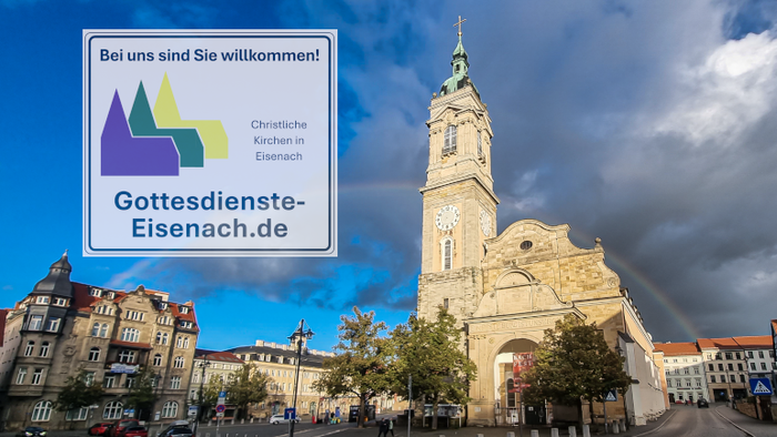 Georgenkirche mit ökumenischem Ortsschild