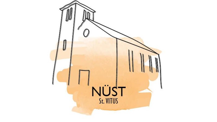 Zeichnung einer Kirche mit dem Namen