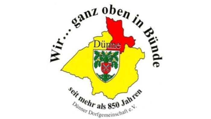 Das Bild zeigt ein Logo mit einer gelben Karte, einem rot-grünen Emblem und deutschem Text.