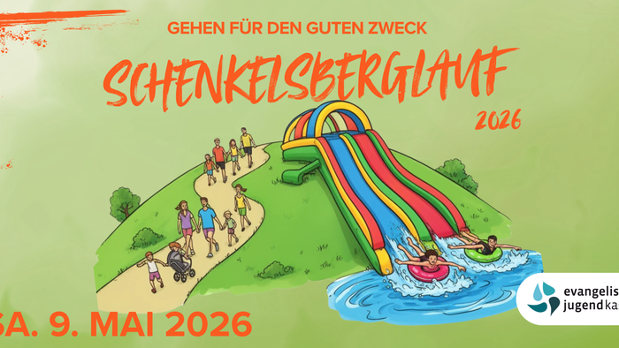 Werbeplakat für den Schenkelbergslalom-Wasserevent am 9. Mai 2026 – mitmachen für einen guten Zweck!