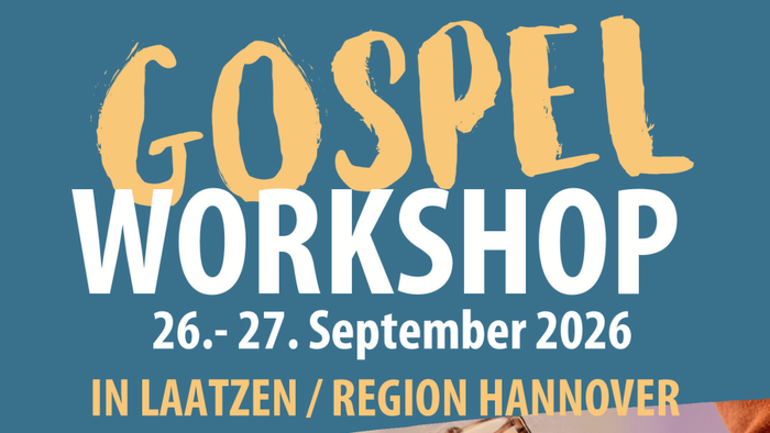 Gospel-Workshop-Ankündigung mit modernen Liedern, Tipps und einer entspannten Gesangssession in Laatzen, Region Hannover.