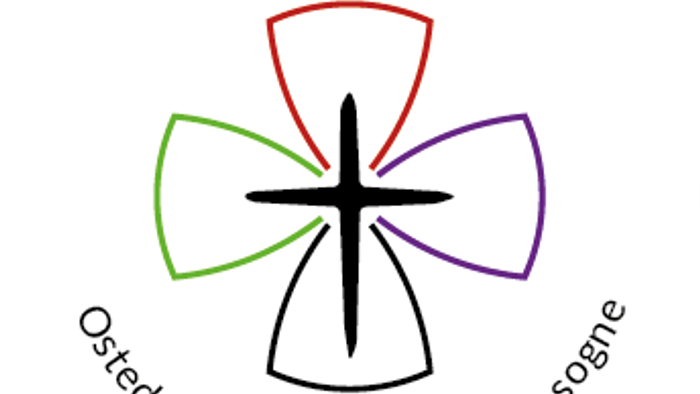 Osted Allerslev, Rorup, Glim sognes emblem med farverne rød, grøn og lilla