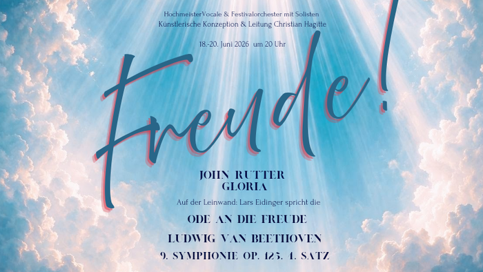 Werbeplakat für ein Konzert mit Beethovens „Ode an die Freude“ und Ludwig van Beethovens 9. Sinfonie.