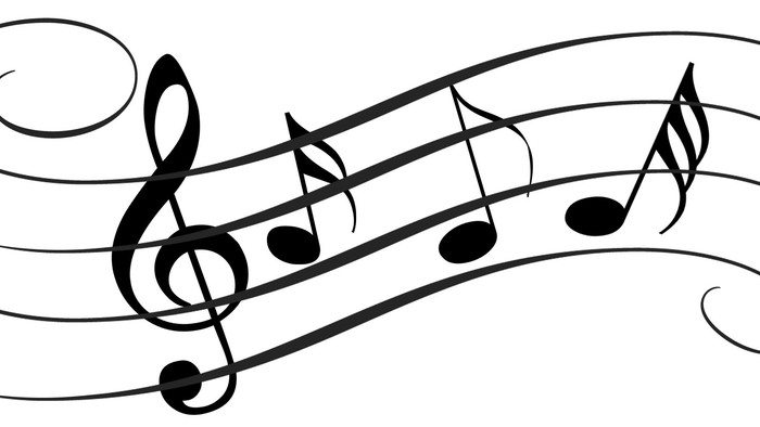 Musical notes and swirls