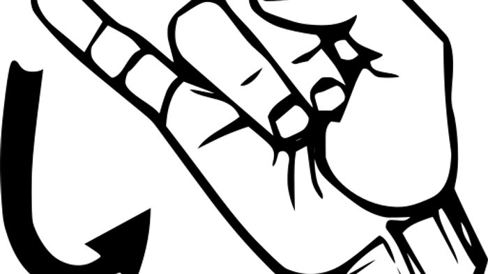 Handzeichen für den Buchstaben i. Kurzform für