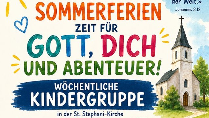„Sommerplan für Kinder-Gruppenveranstaltungen der Gemeinde: Bibelgeschichten und Spaß in den Schulferien.“